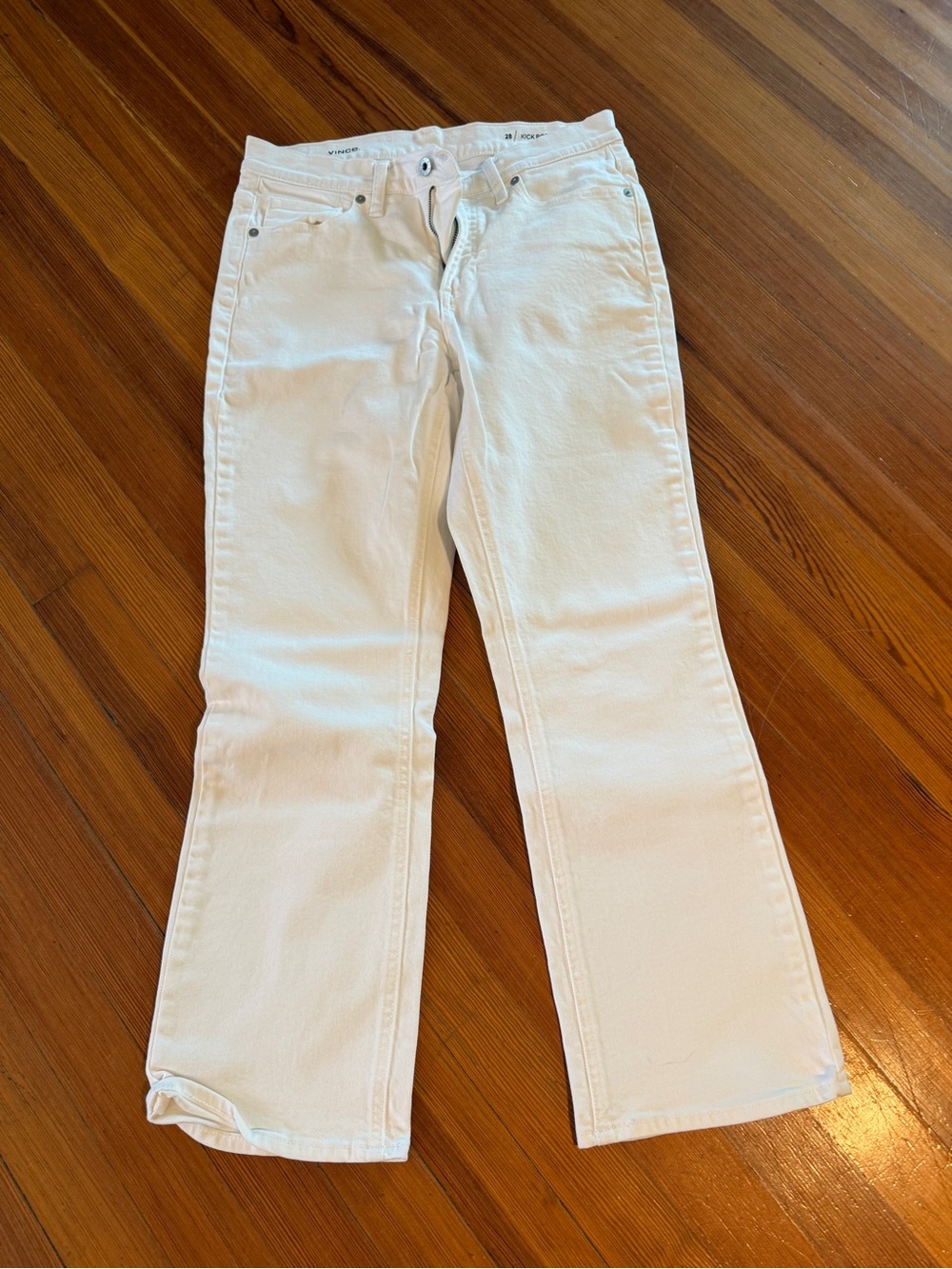 Vince White Cropped Kick Boot Jeans